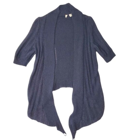 Moth By Anthropology Rib Knit Sweater Cardigan Black Large - Picture 1 of 17
